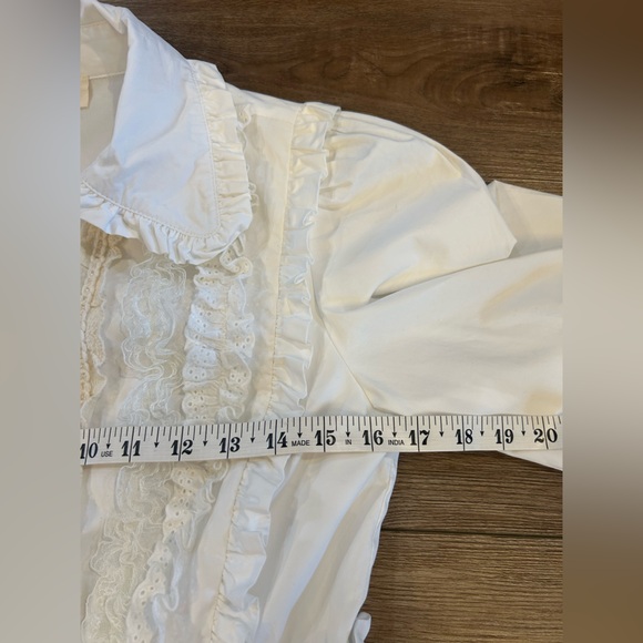 Listicle White Cotton Lace Prairie Cottagecore Dress Puff Sleeve -Small - Picture 4 of 8